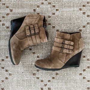Franco Sarto - Suede Taupe Wedge Bootie - Size 9